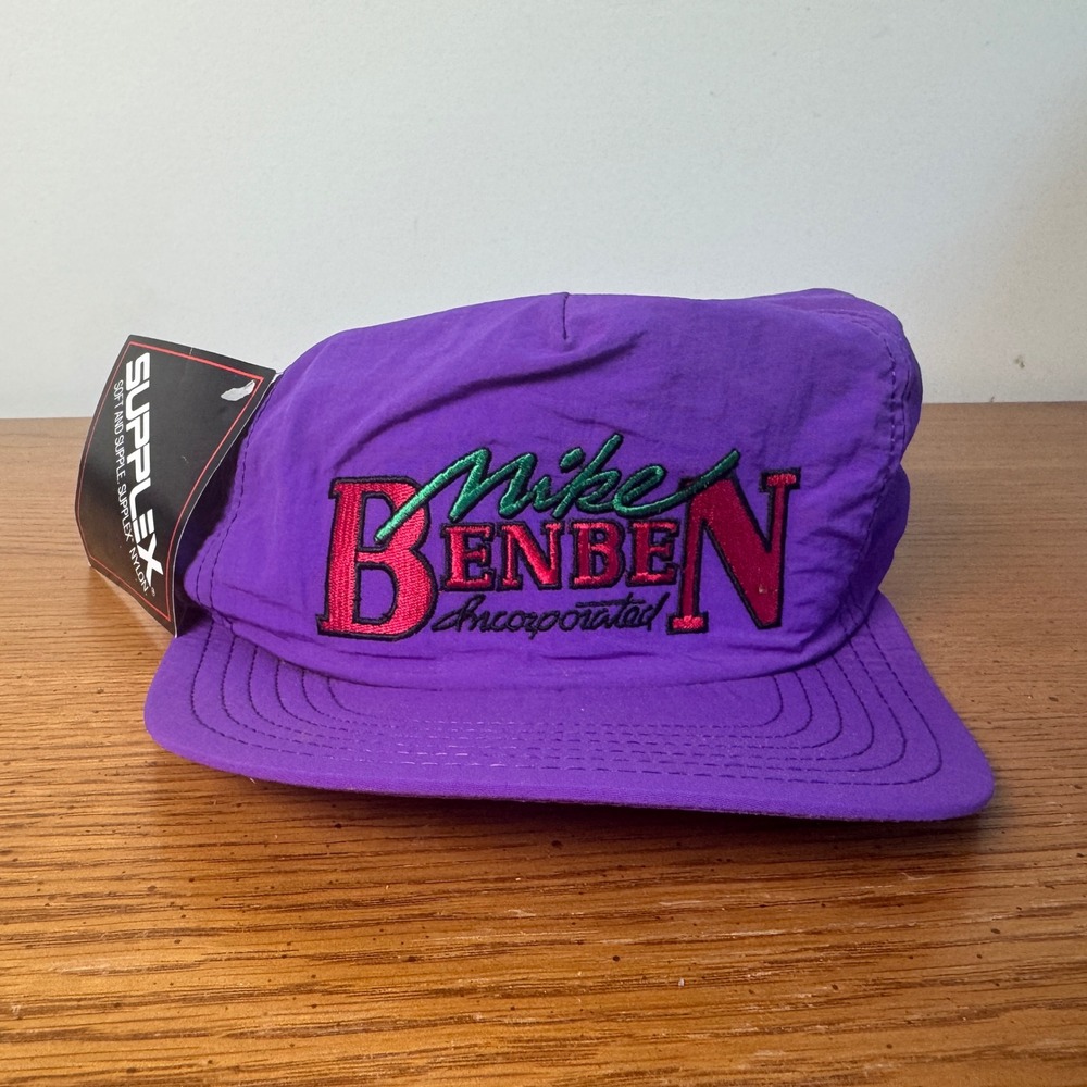 Vintage Mike Benben Incorporated Supplex Nylon Hat Purple Made‎ in USA NWT 90s